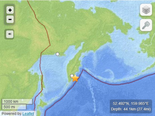 俄羅斯遠東海域發生5.9級地震震源深度44公里