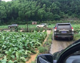 救援隊伍通過狹窄村路趕往現場